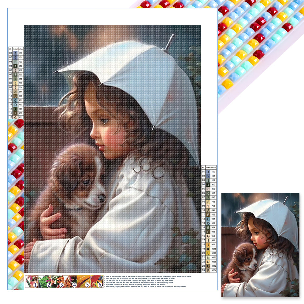 Girl Under Umbrella - Full Square Drill Diamond Painting 30*40CM