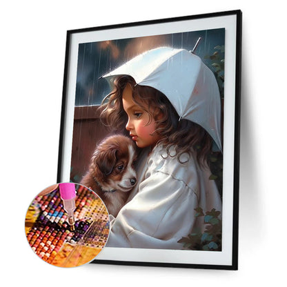 Girl Under Umbrella - Full Square Drill Diamond Painting 30*40CM