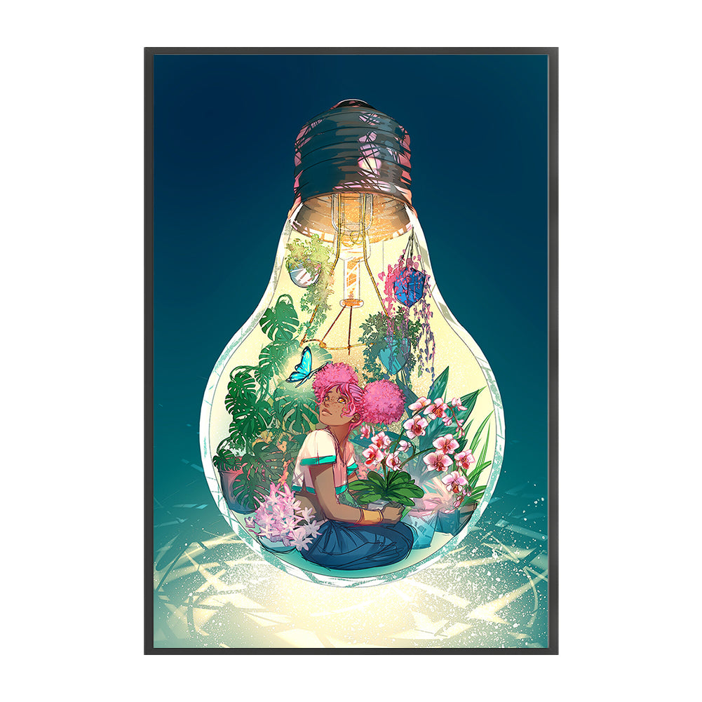 Girl In Light Bulb - 11CT Stamped Cross Stitch 50*75CM