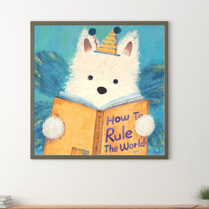 Puppy Reading Book - Full Square Drill Diamond Painting 30*30CM