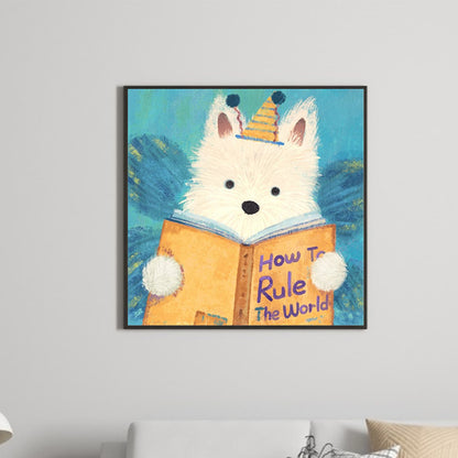 Puppy Reading Book - Full Square Drill Diamond Painting 30*30CM