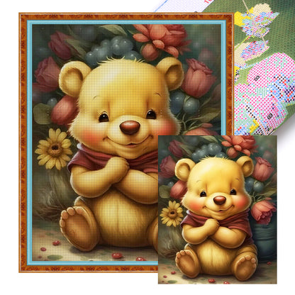 Flowers And Winnie The Pooh - 11CT Stamped Cross Stitch 50*60CM