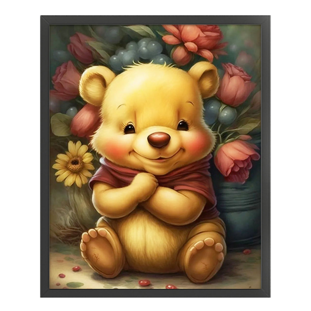 Flowers And Winnie The Pooh - 11CT Stamped Cross Stitch 50*60CM