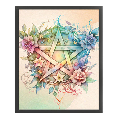 Flower Pentagram - 11CT Stamped Cross Stitch 50*60CM