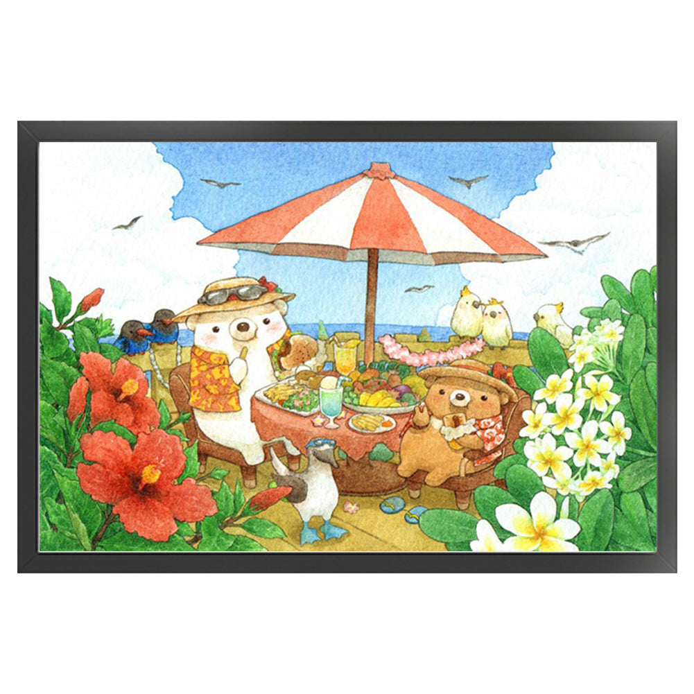 White Bear Family - 11CT Stamped Cross Stitch 70*50CM