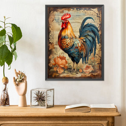 Flowers And Rooster - Full Round Drill Diamond Painting 30*40CM