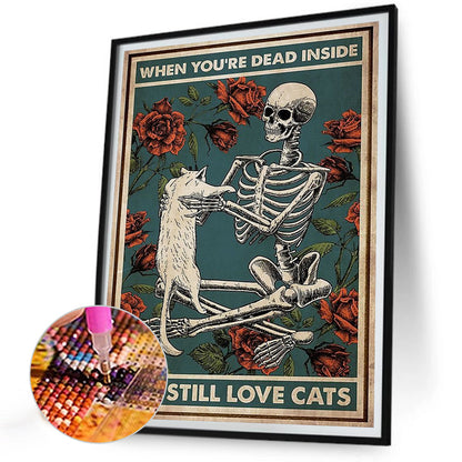 Love Cat Skeleton - Full Round Drill Diamond Painting 30*40CM