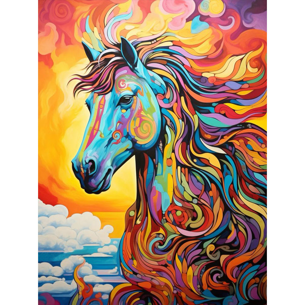 Colorful Art Style Horse - Full Round Drill Diamond Painting 30*40CM