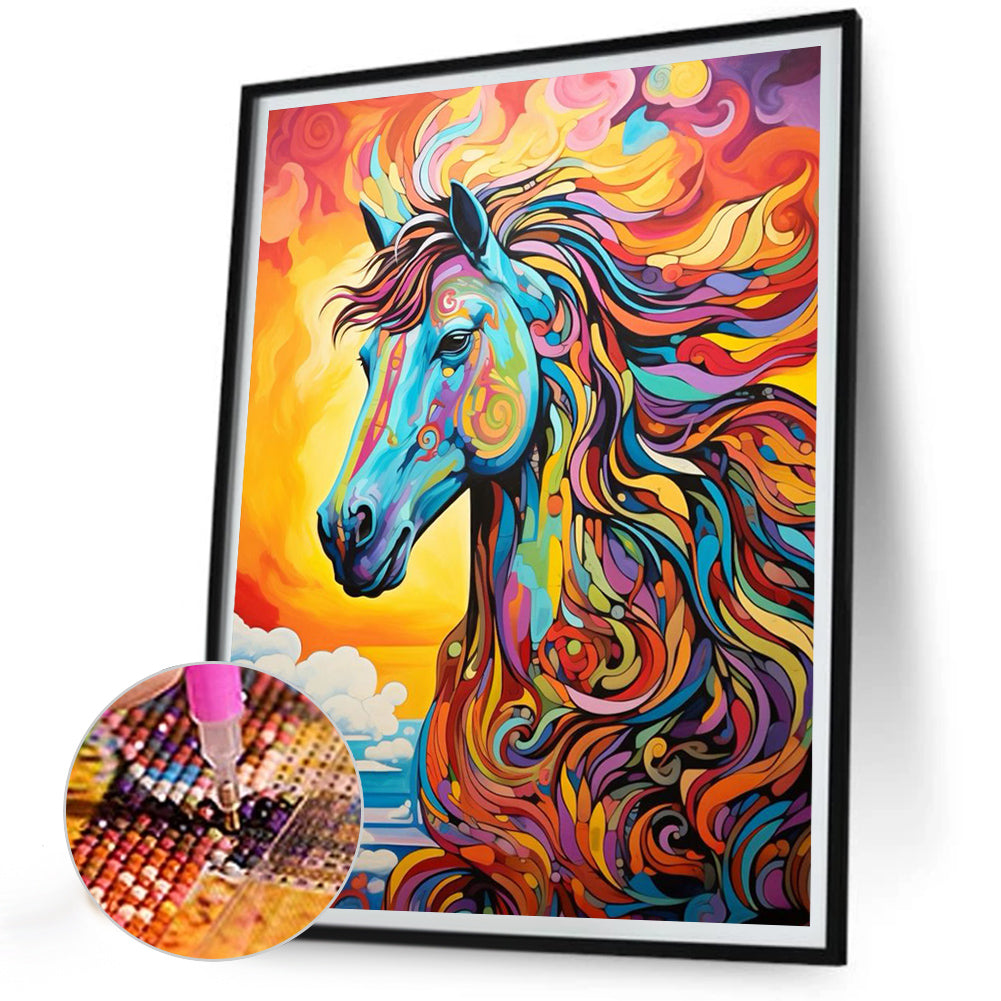 Colorful Art Style Horse - Full Round Drill Diamond Painting 30*40CM