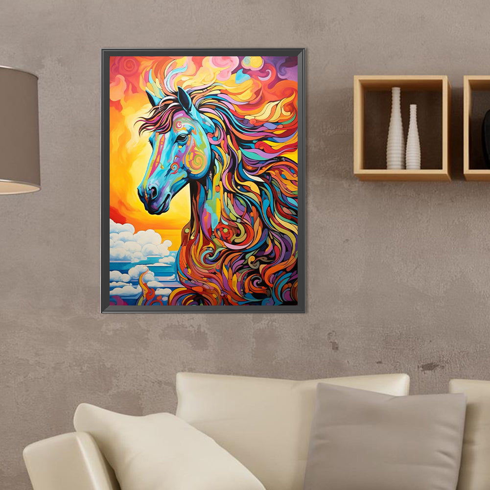 Colorful Art Style Horse - Full Round Drill Diamond Painting 30*40CM