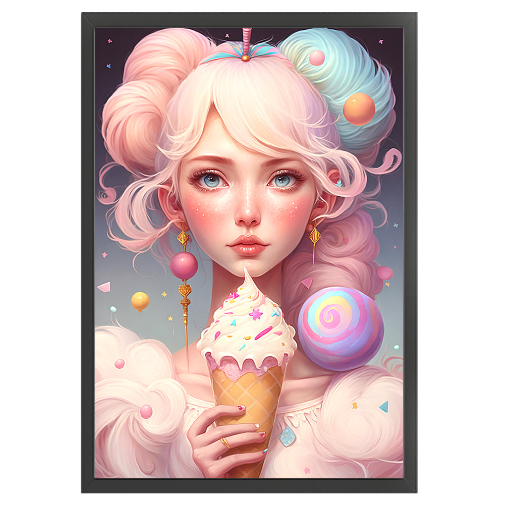 Rainbow Ice Cream Girl - 11CT Stamped Cross Stitch 45*65CM