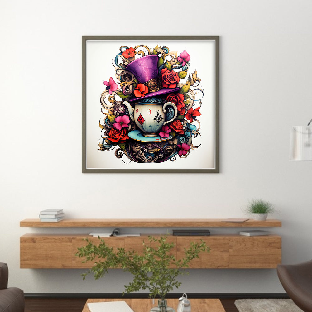 Alice Teacup Hat - 11CT Stamped Cross Stitch 50*50CM