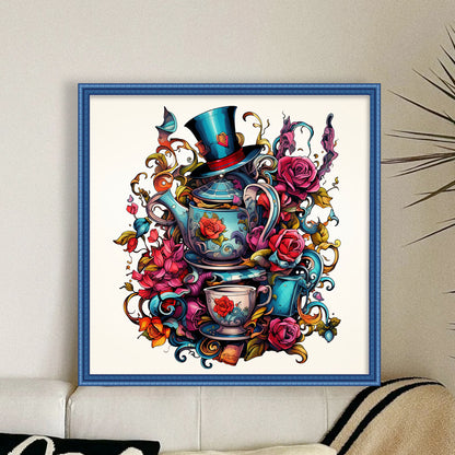 Alice Teacup Hat - 11CT Stamped Cross Stitch 50*50CM