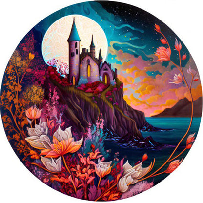 Castle By The Sea Under The Moon - 11CT Stamped Cross Stitch 50*50CM