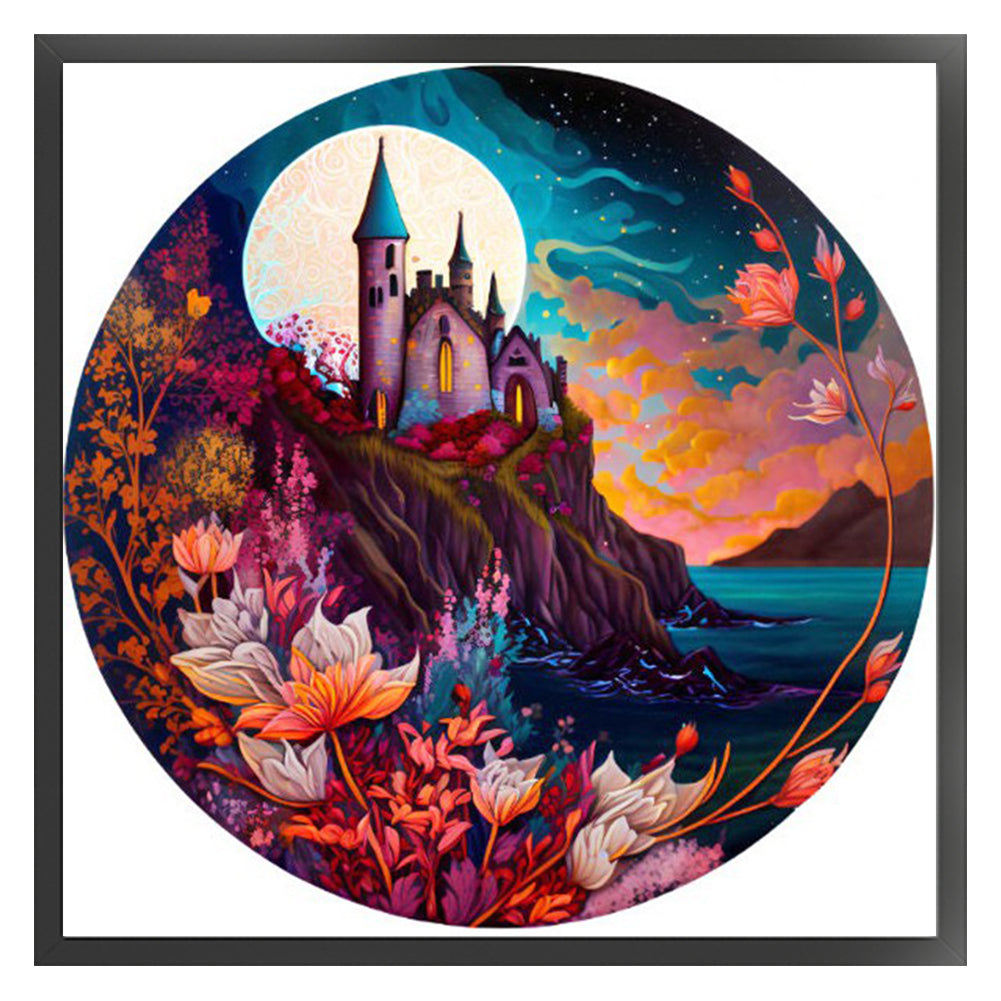 Castle By The Sea Under The Moon - 11CT Stamped Cross Stitch 50*50CM