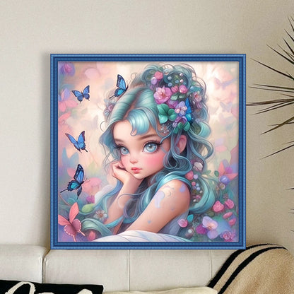 Butterfly Girl - 14CT Stamped Cross Stitch 50*50CM