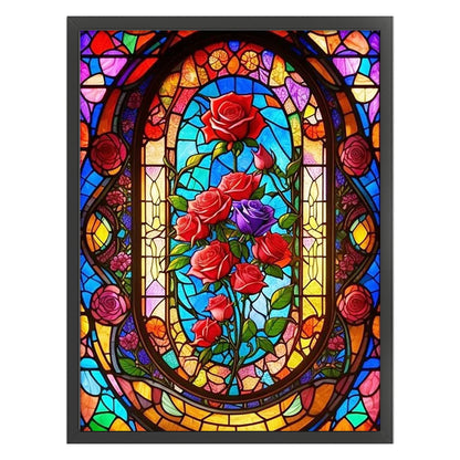 Glass Painting-Rose - 14CT Stamped Cross Stitch 45*60CM