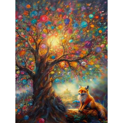 Fox Under The Tree - 14CT Stamped Cross Stitch 45*60CM