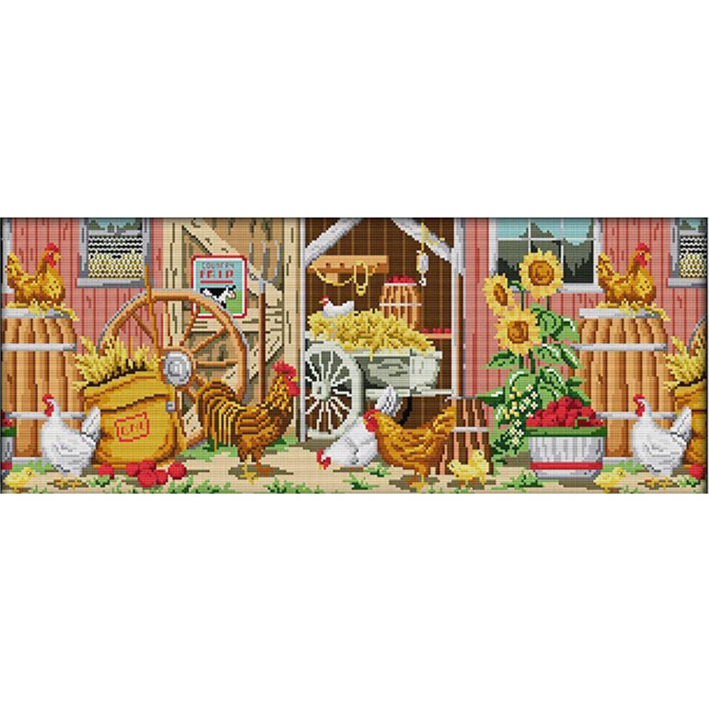 Farmhouse Landscape - 14CT Stamped Cross Stitch 63*28CM(Joy Sunday)