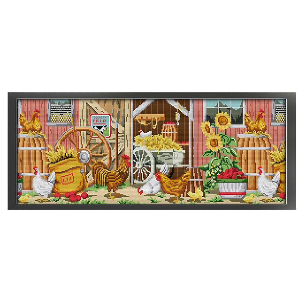 Farmhouse Landscape - 14CT Stamped Cross Stitch 63*28CM(Joy Sunday)