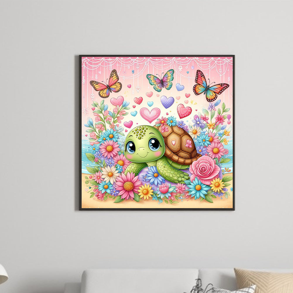 Flower Bush Turtle - Full Round Drill Diamond Painting 30*30CM