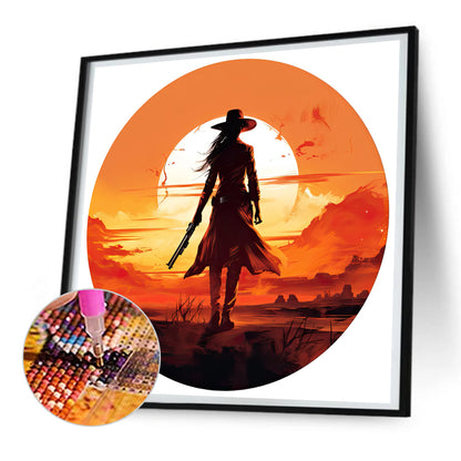 Western Cowgirl - Full Round Drill Diamond Painting 30*30CM