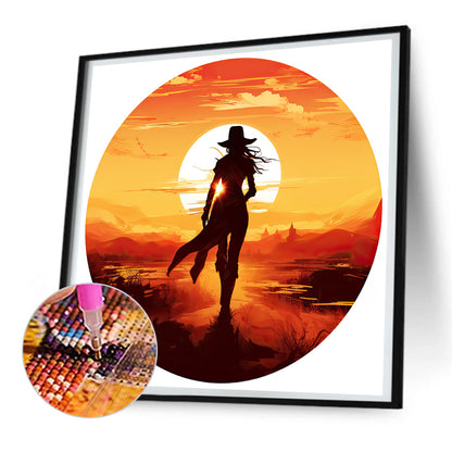 Western Cowgirl - Full Round Drill Diamond Painting 30*30CM