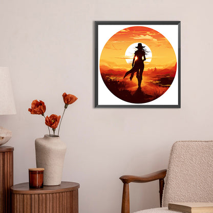 Western Cowgirl - Full Round Drill Diamond Painting 30*30CM
