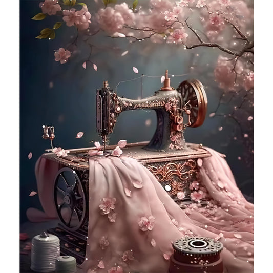 Sewing Under The Cherry Blossoms - Full Round Drill Diamond Painting 30*35CM