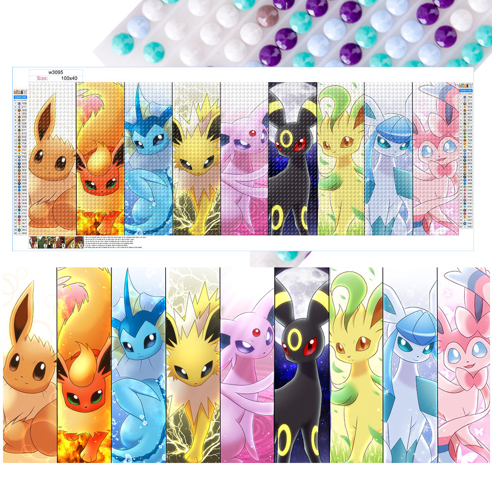 Pokemon Evolution - Full Round Drill Diamond Painting 100*40CM