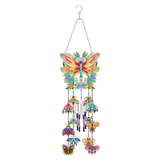 Double Side Wind Chime Diamond Art Hanging Pendant Home Decor (Wreath Butterfly)