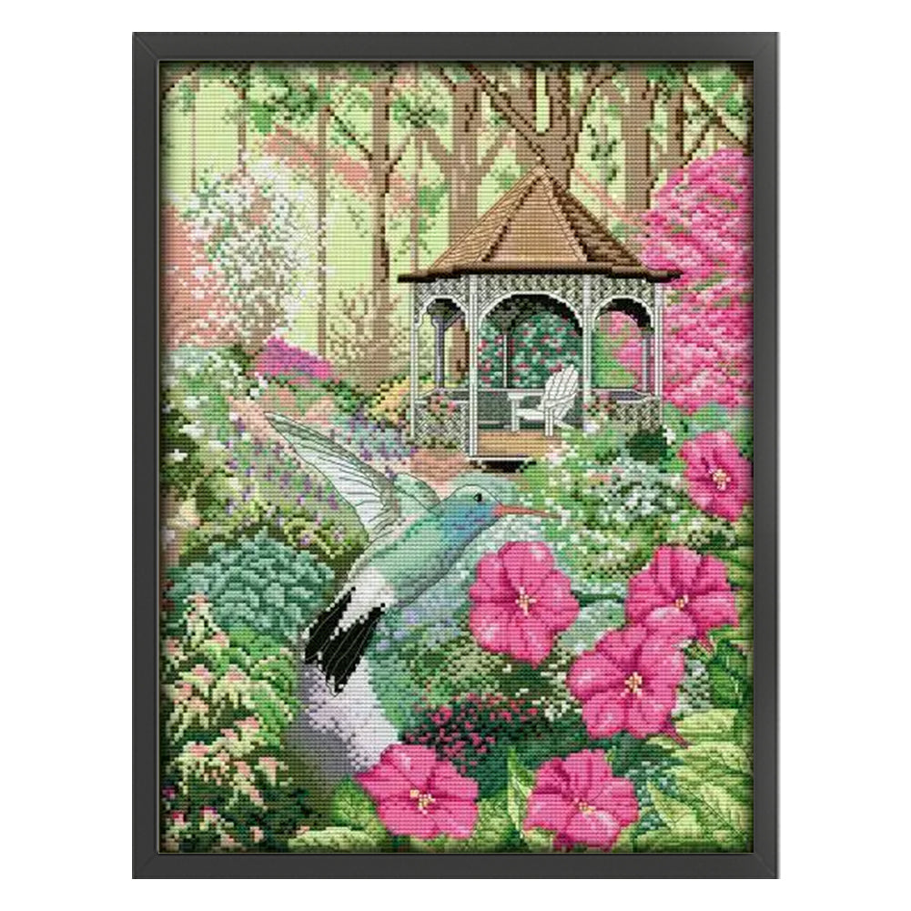 Hummingbird And Gazebo - 14CT Stamped Cross Stitch 33*44CM(Joy Sunday)