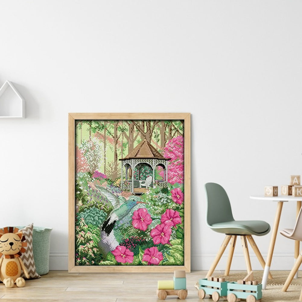 Hummingbird And Gazebo - 14CT Stamped Cross Stitch 33*44CM(Joy Sunday)