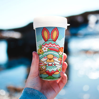 Easter 470ML Travel Diamond Painting Art Cup BPA Free With Lid (Flower Gnome)