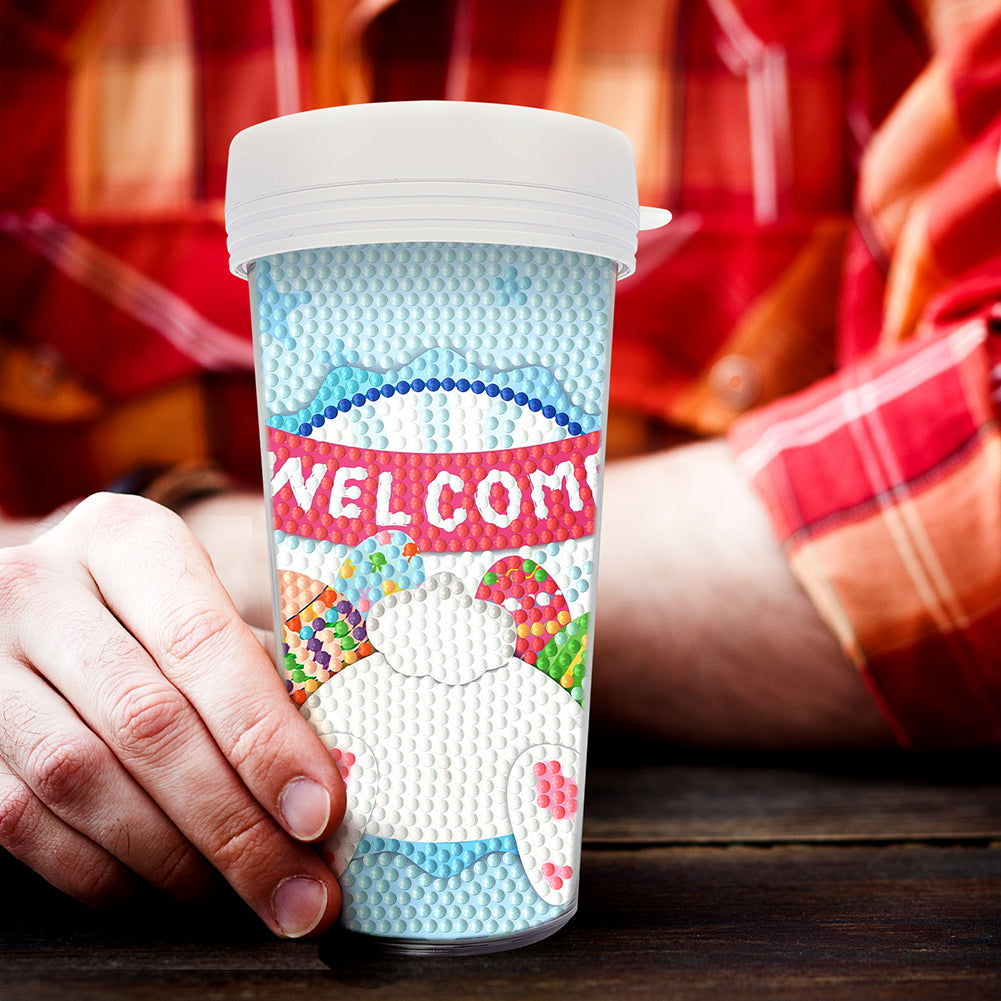 Easter 470ML Travel Diamond Painting Art Cup BPA Free With Lid (Rabbit Bottom)