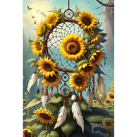 Sunflower Dream Catcher - Full Round Drill Diamond Painting 30*45CM