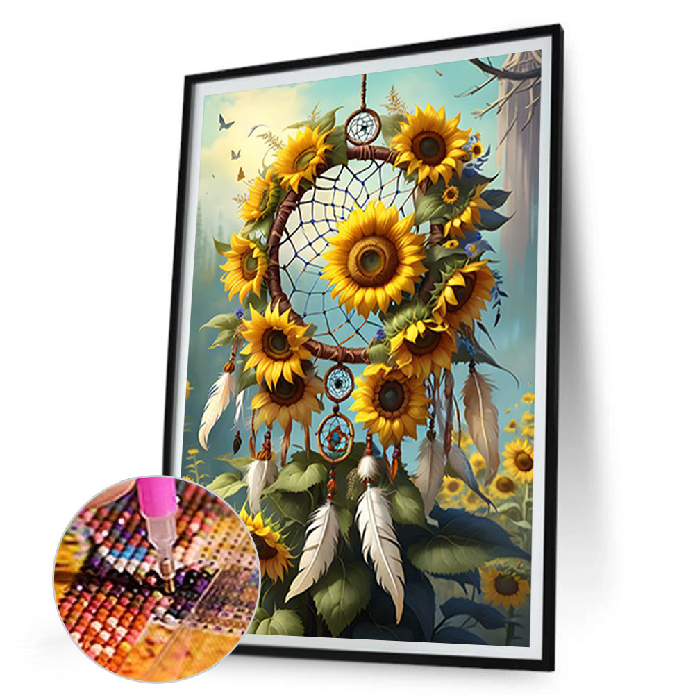 Sunflower Dream Catcher - Full Round Drill Diamond Painting 30*45CM