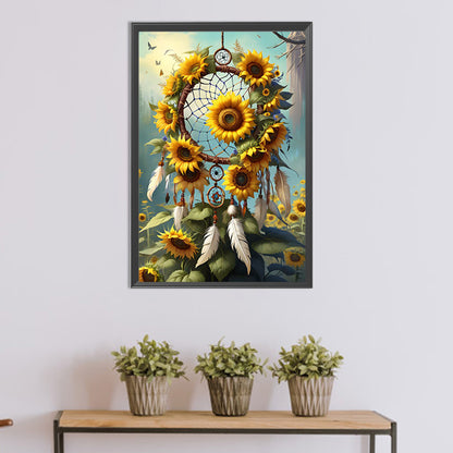 Sunflower Dream Catcher - Full Round Drill Diamond Painting 30*45CM