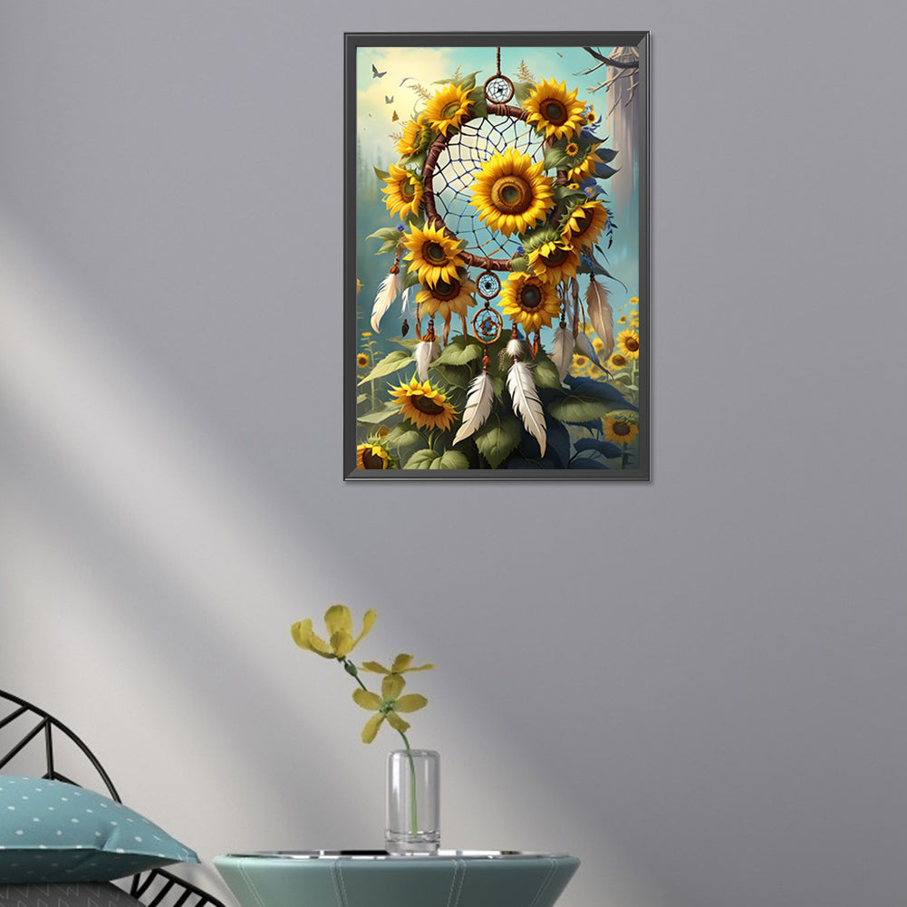 Sunflower Dream Catcher - Full Round Drill Diamond Painting 30*45CM