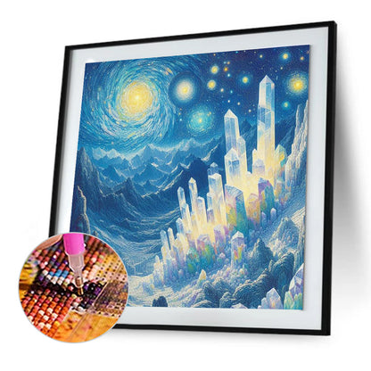 Crystal Mountain Under The Moon - Full Round Drill Diamond Painting 30*30CM