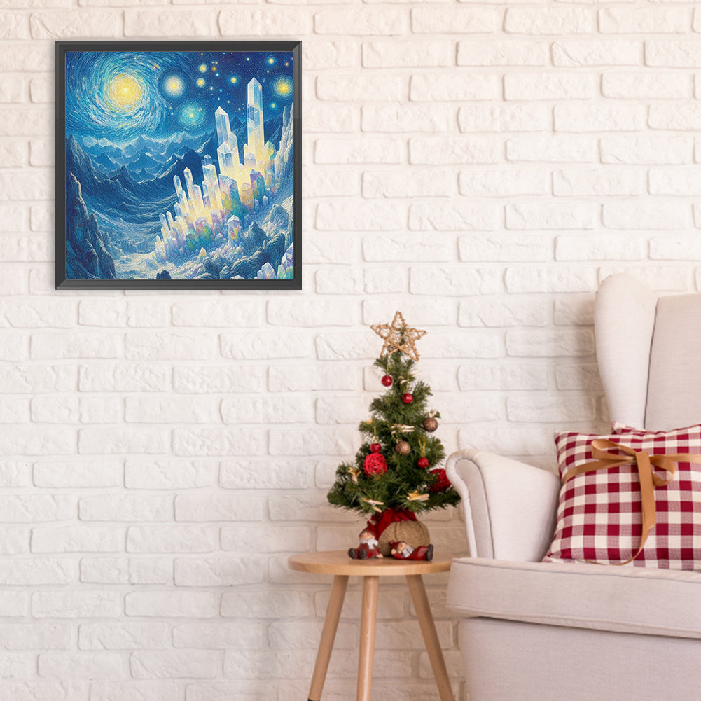 Crystal Mountain Under The Moon - Full Round Drill Diamond Painting 30*30CM