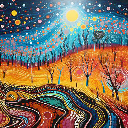 Road Under The Moon - Full Round Drill Diamond Painting 30*30CM