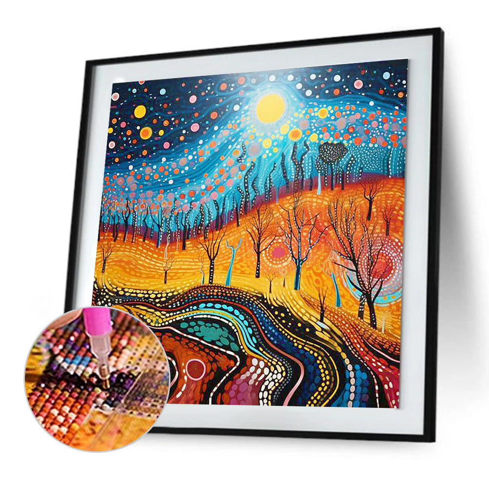 Road Under The Moon - Full Round Drill Diamond Painting 30*30CM