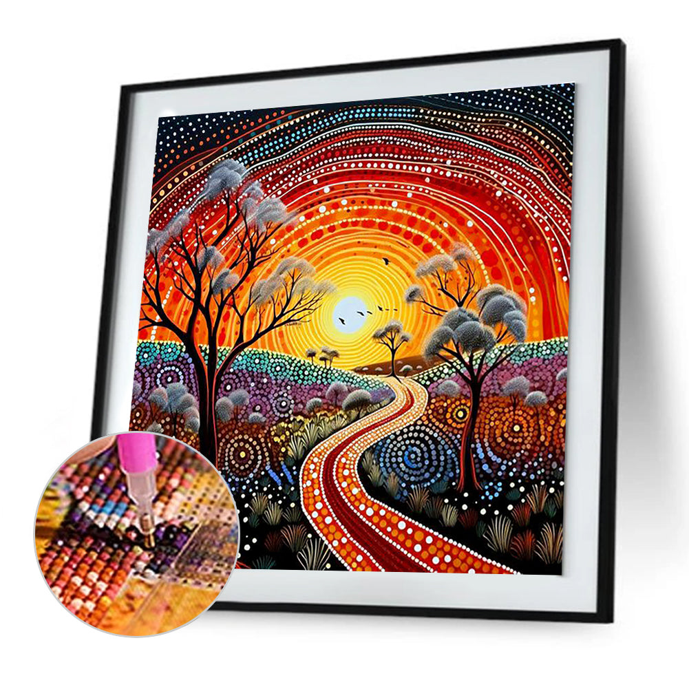Road Under Sunset - Full Round Drill Diamond Painting 30*30CM