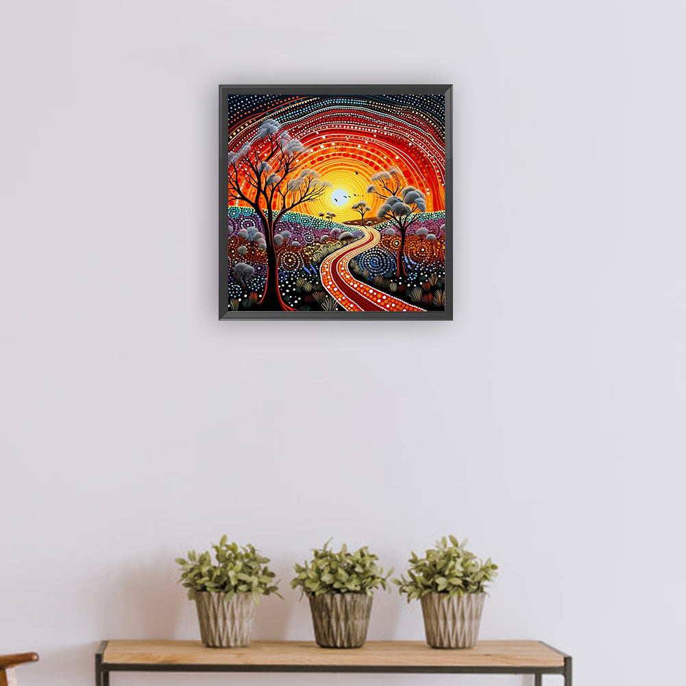 Road Under Sunset - Full Round Drill Diamond Painting 30*30CM