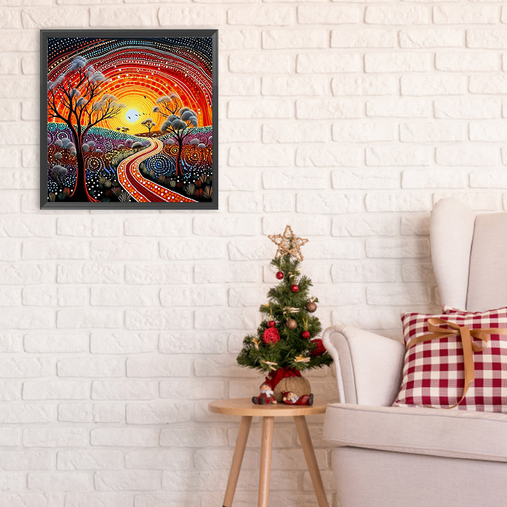 Road Under Sunset - Full Round Drill Diamond Painting 30*30CM