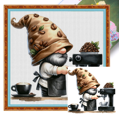 Coffee Gnome - 11CT Stamped Cross Stitch 40*40CM