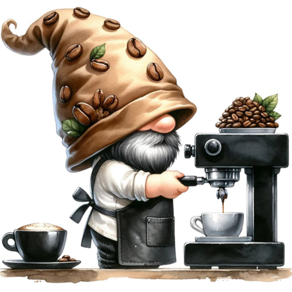 Coffee Gnome - 11CT Stamped Cross Stitch 40*40CM