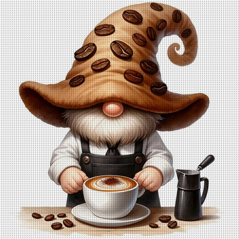 Coffee Gnome - 11CT Stamped Cross Stitch 40*40CM