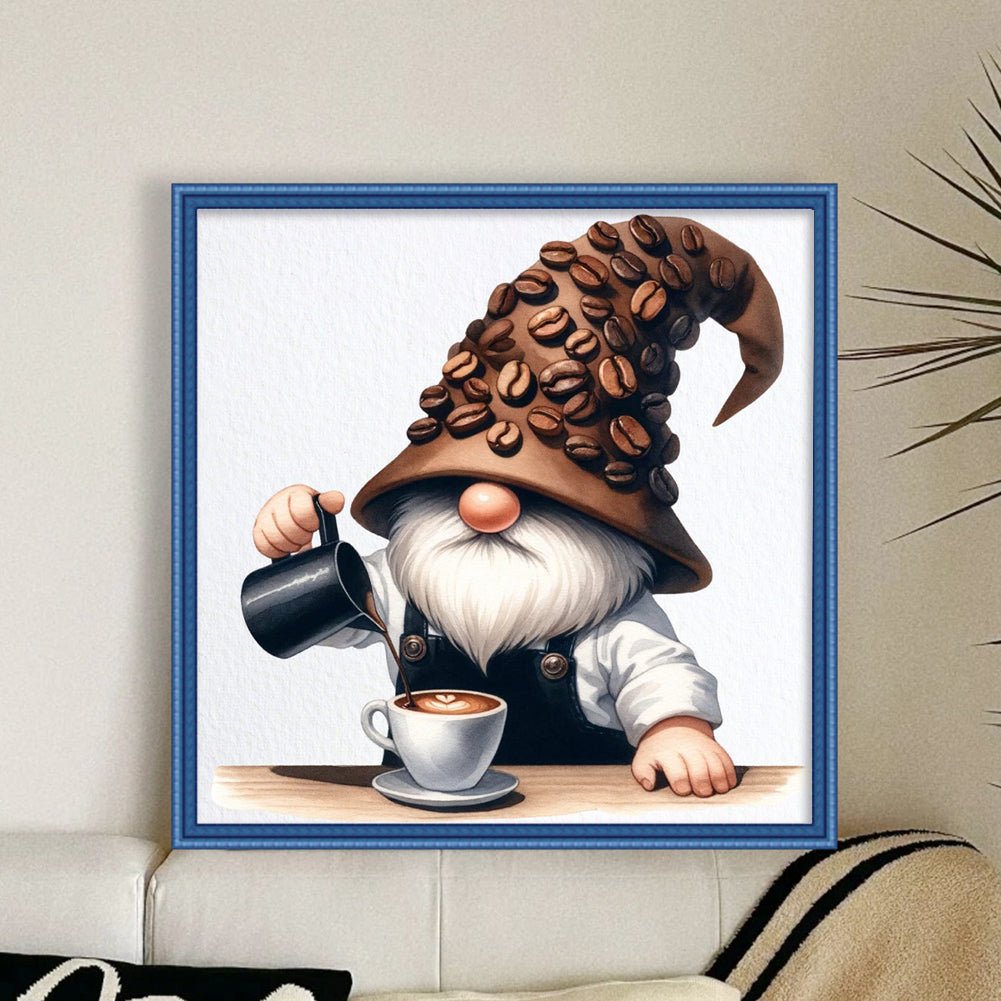 Coffee Gnome - 11CT Stamped Cross Stitch 40*40CM